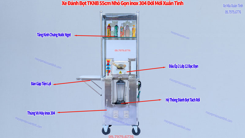 Xe Nuoc Mia Tu Kinh Nb55cm Inox 304 4