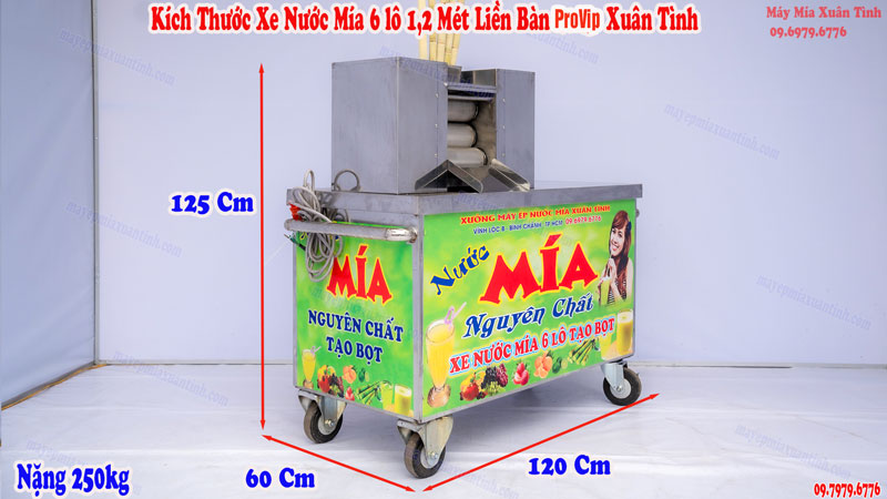 Kích thước xe 6 Lô Liền Bàn Thế Hệ Mới