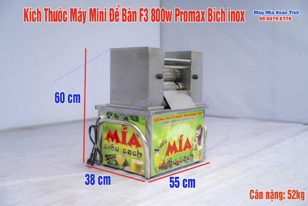 Kích thước máy ép mía mini đặt bàn