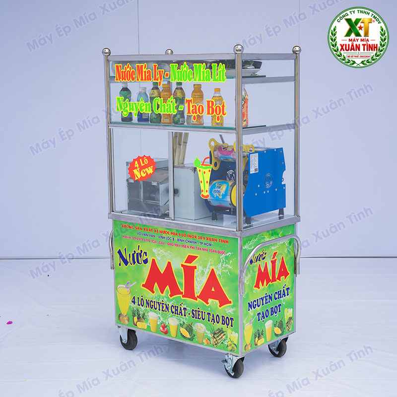Combo Xe Nước Mía 4 Lô 73 Tủ Kính và Máy Ép Ly 1 Lít X10 Combo Xe Nước Mía 4 Lô 73 Tủ Kính và Máy Ép Ly 1 Lít X10