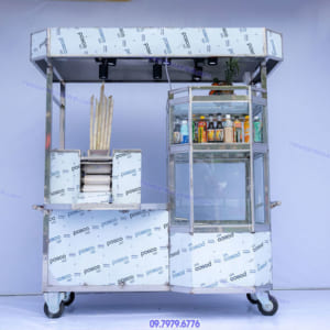 Xe Nước Mía 6 Lô Lục Giác Full Inox 304 Có Đèn Led Ép Tấn Tạo Bọt