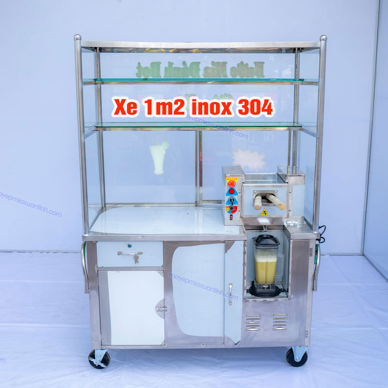 Xe Nuoc Mia Tu Kinh 1m2 Inox 304 Xe Nuoc Mia Tu Kinh 1m2 Inox 304