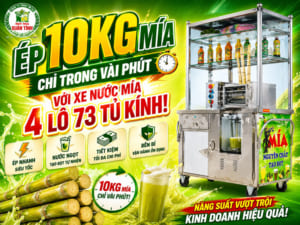 Ép 10kg mía chỉ trong vài phút với Xe nước mía 4 lô 73 tủ kính!